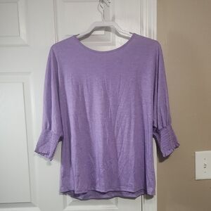 Source Unknown Purple 3/4 Sleeve Ribbed Blouse